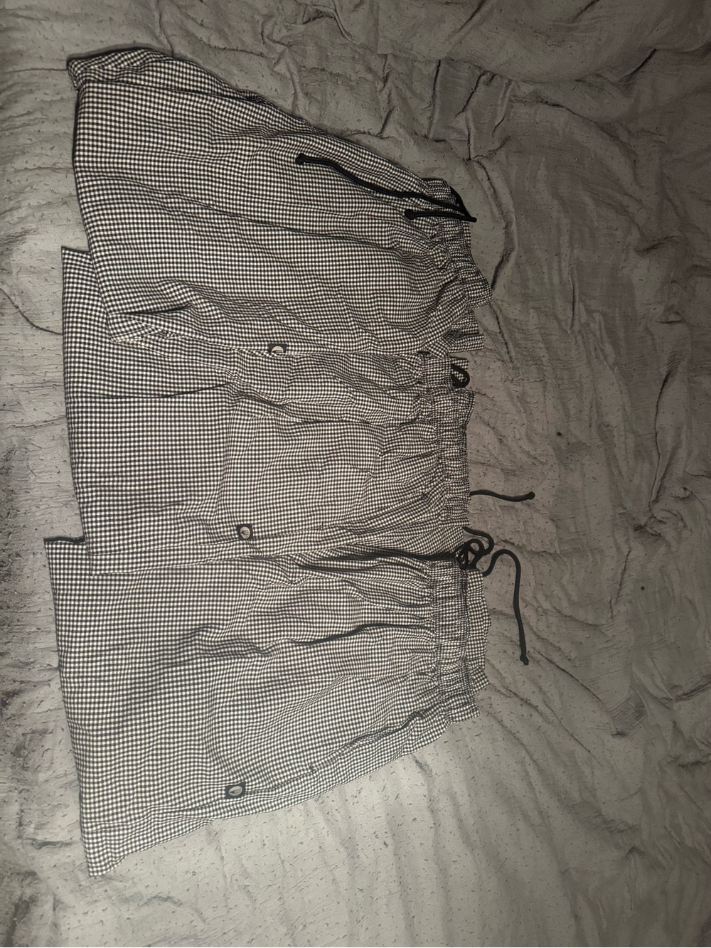 Men's Black & White Check Drawstring Chef Pants
